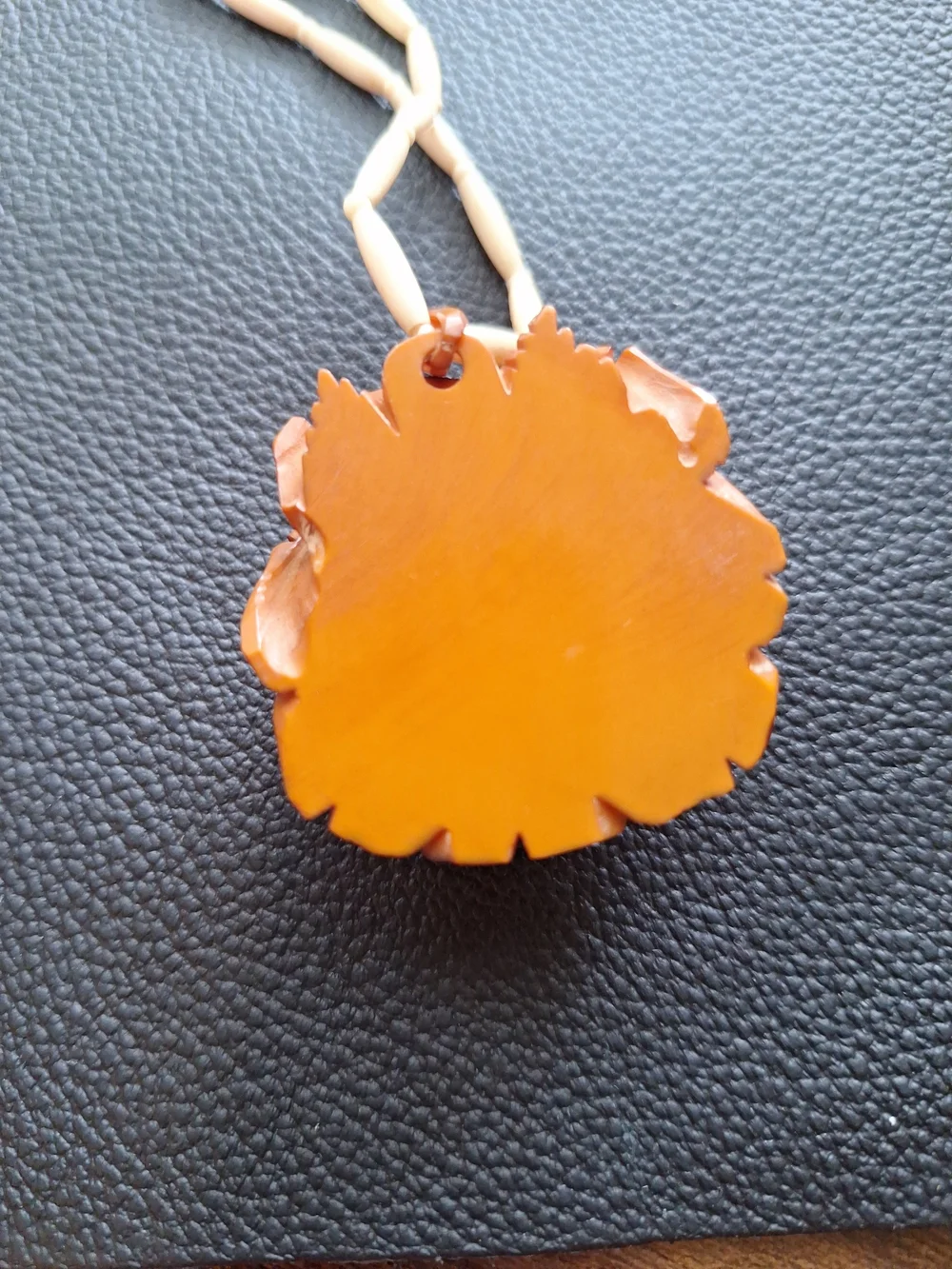 Bakelite Rose Pendant Butterscotch Carved Flower 1900s Carved Necklace Antique